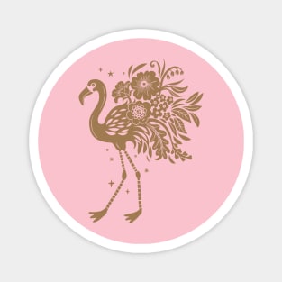 Boho Surrealism Floral Flamingo Magnet